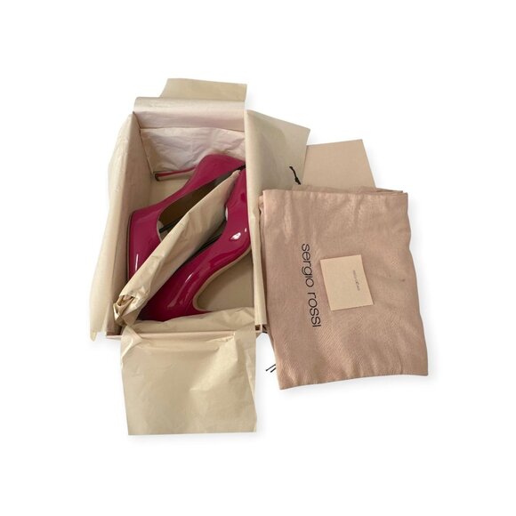 Sergio Rossi New Secret 090 Magenta Patent Pumps EU 37 / US 6.5-7 NIB - Picture 3 of 15